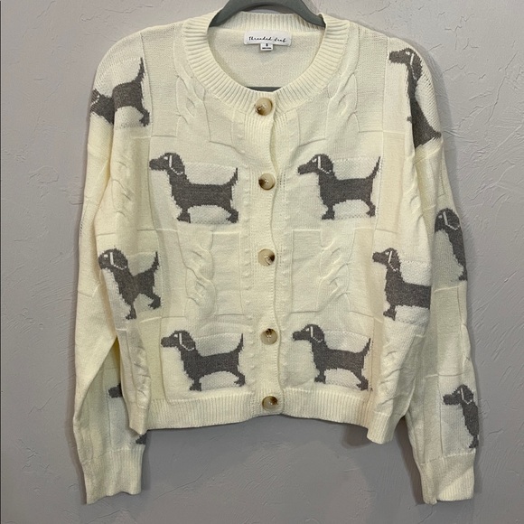 NWT Threaded Leaf Button Up Sweater - Picture 1 of 2